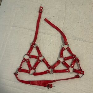 Red Strappy Harness Top
